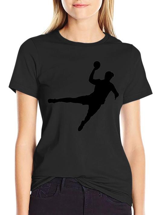 Handball Silhouette Graphic Black T-Shirt