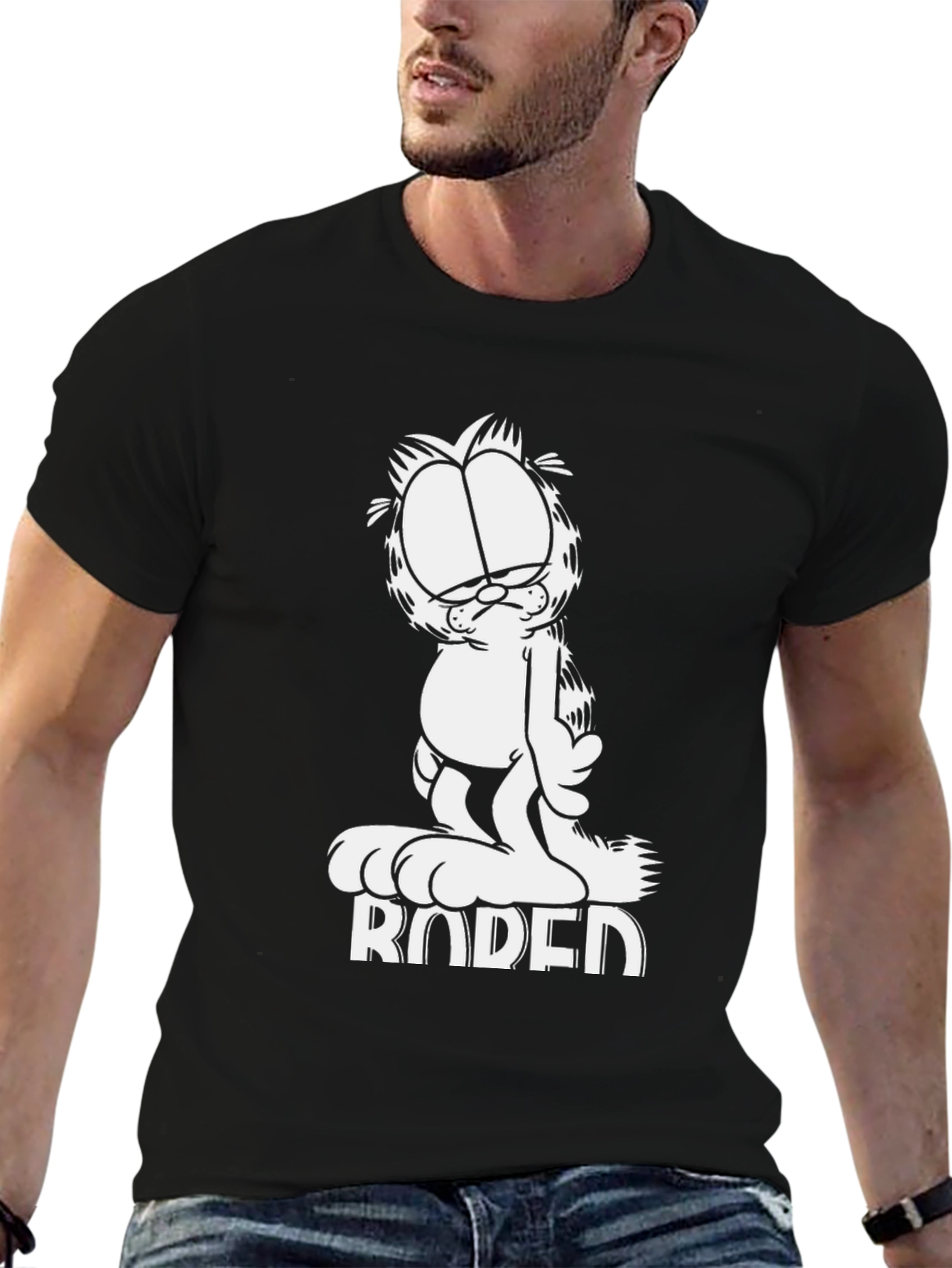Bored Garfield Black T-Shirt