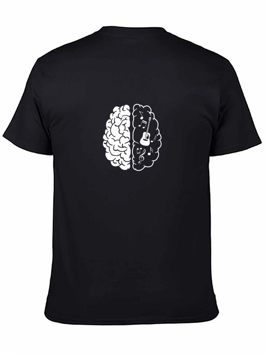 Music Brain Graphic Tee - Black Cotton T-Shirt