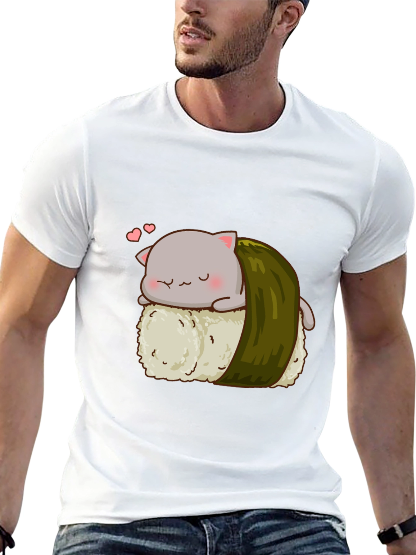 Sushi Cat Black T-Shirt