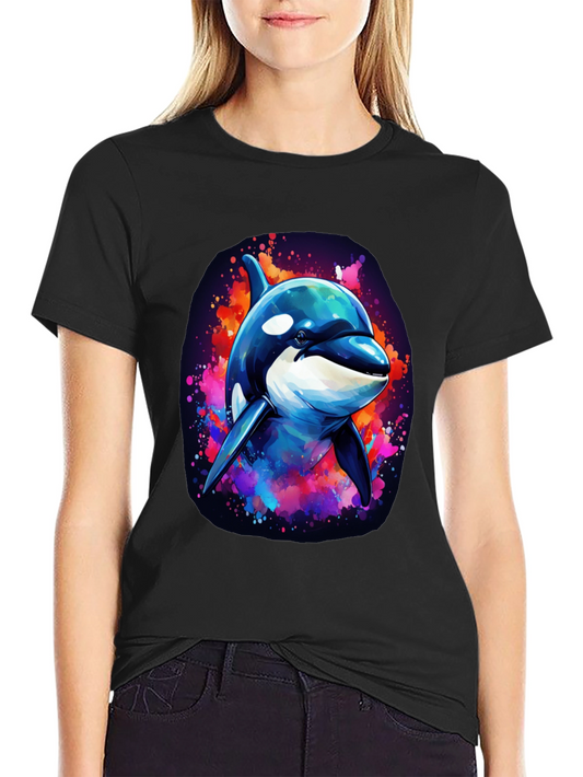 Cool Orca Whale Graphic Tee - Mens Black T-Shirt