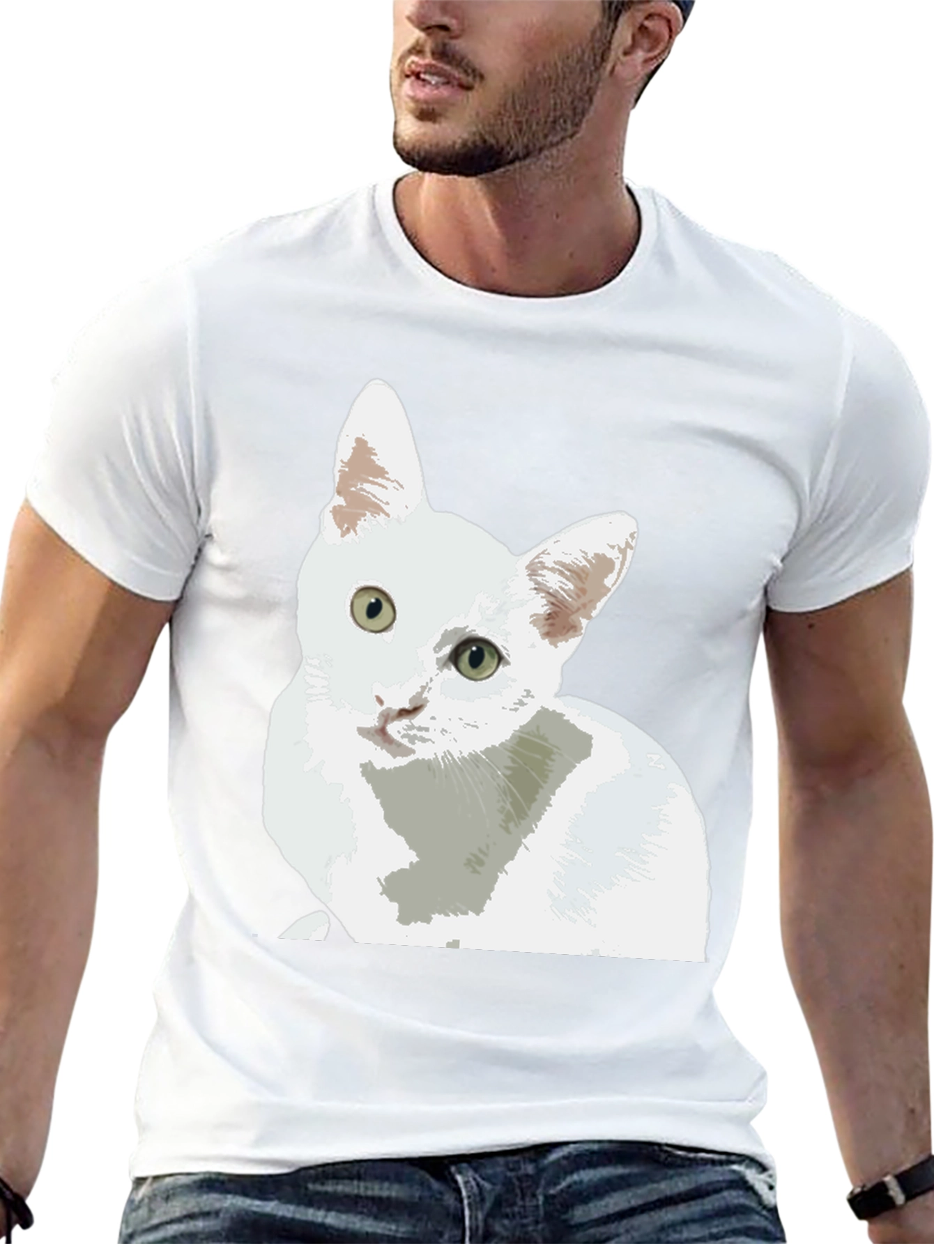 Cat Lover T-Shirt - Cute White Cat Design
