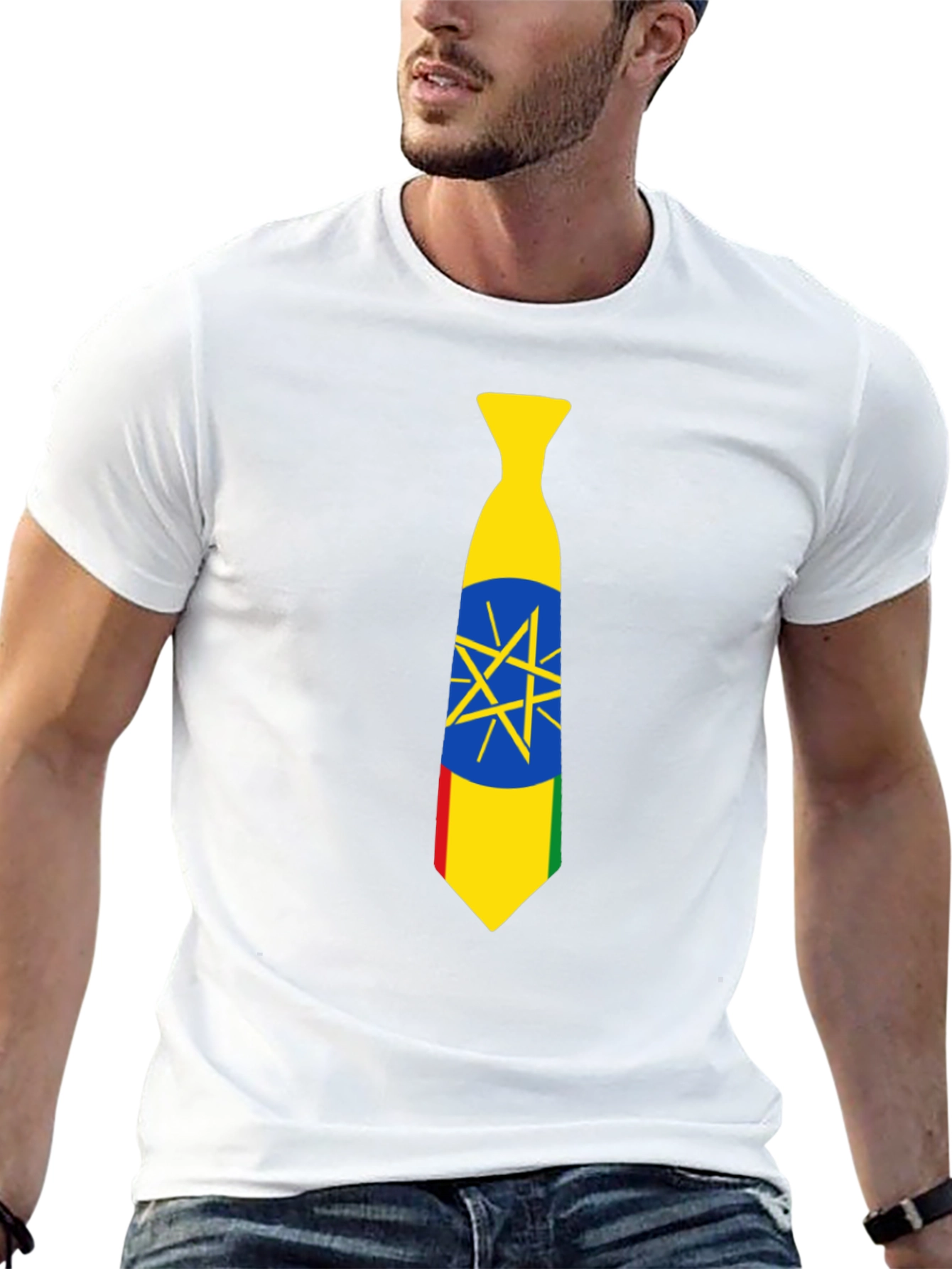 Ethiopian Flag Tie Graphic Tee - Black