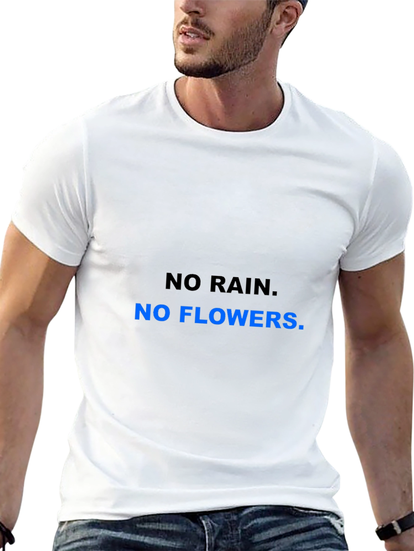 Motivational No Rain No Flowers Black T-Shirt