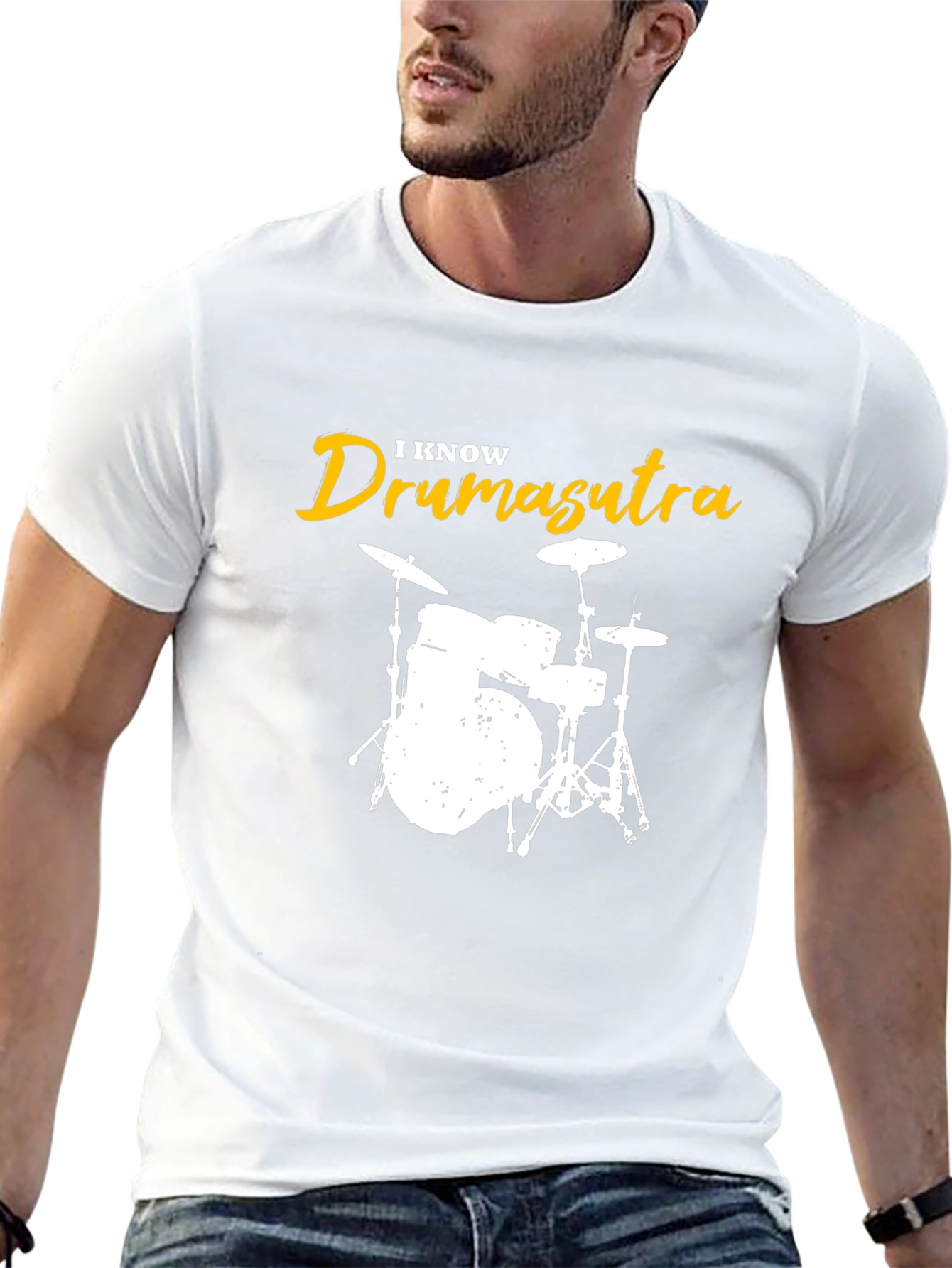 I Know Drum-asutra Mens Black Graphic T-Shirt