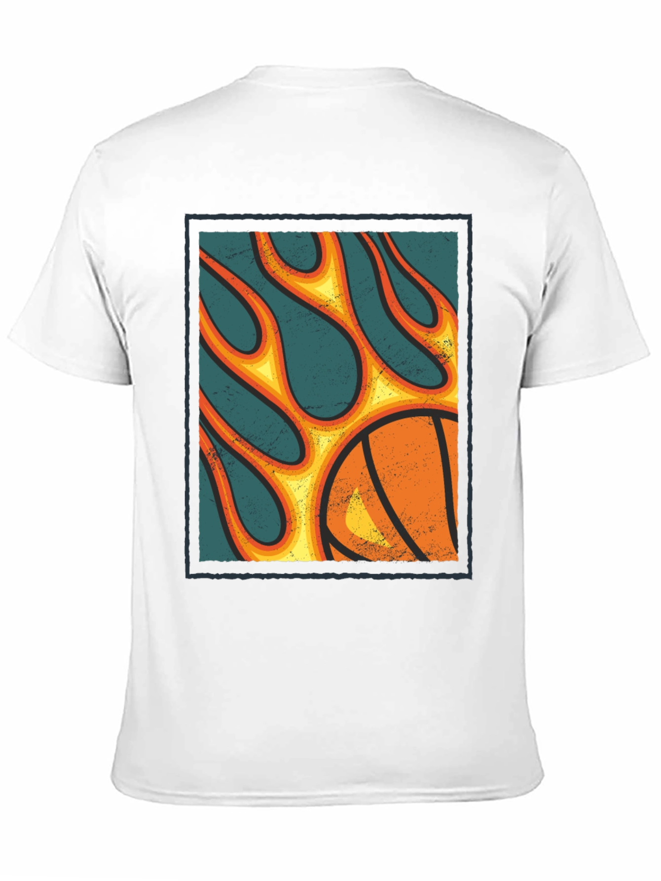 Flaming Basketball Graphic T-Shirt