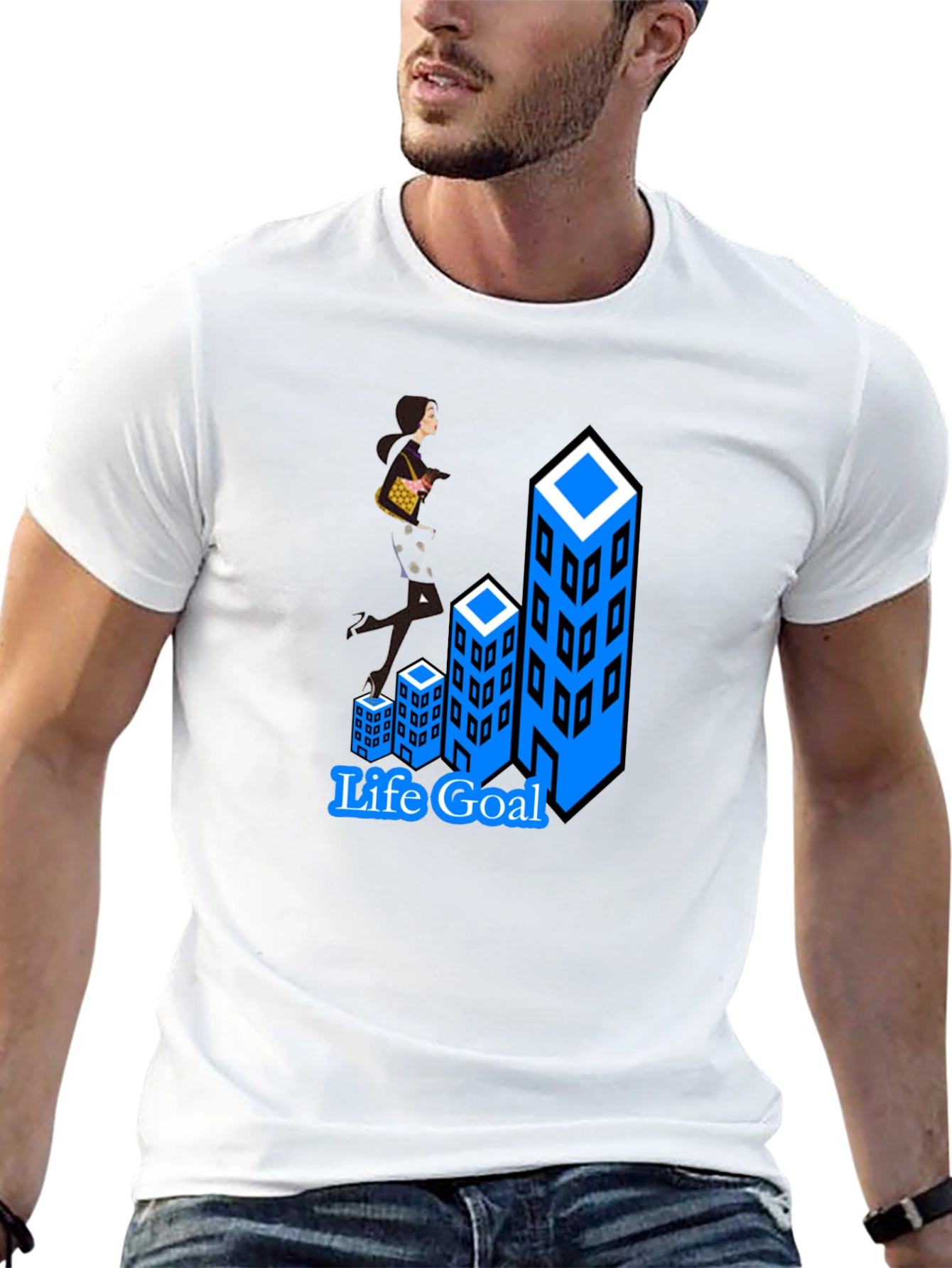 Life Goal T-Shirt: Career Woman Climbing Buildings