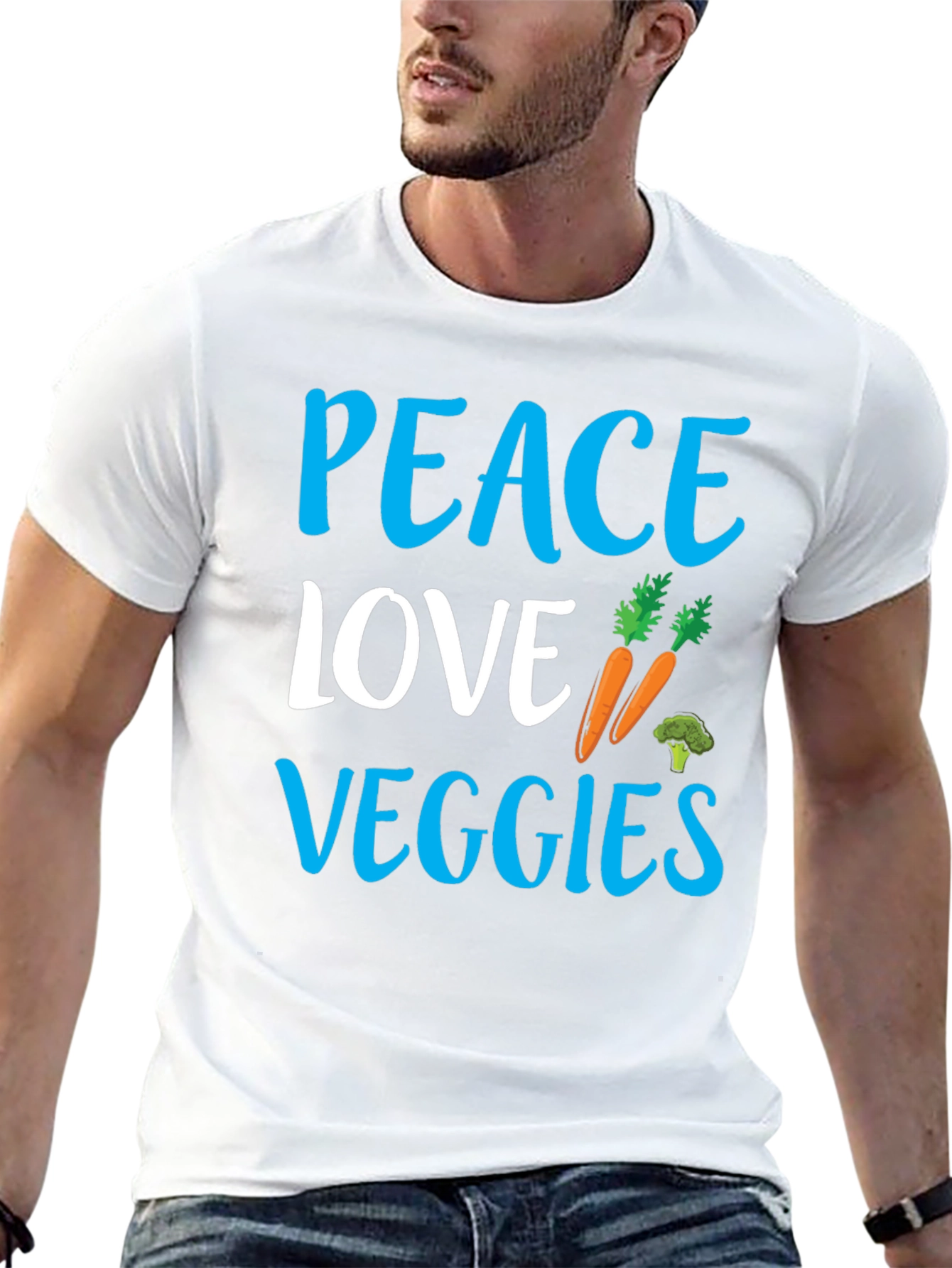 Peace Love Veggies Black Graphic Tee