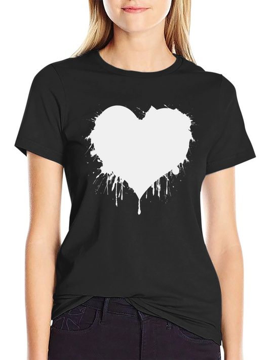 Abstract Heart Graphic Tee - Modern Black T-Shirt
