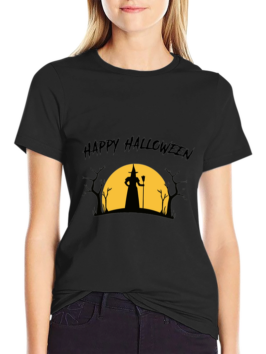 Happy Halloween Witch Silhouette T-Shirt