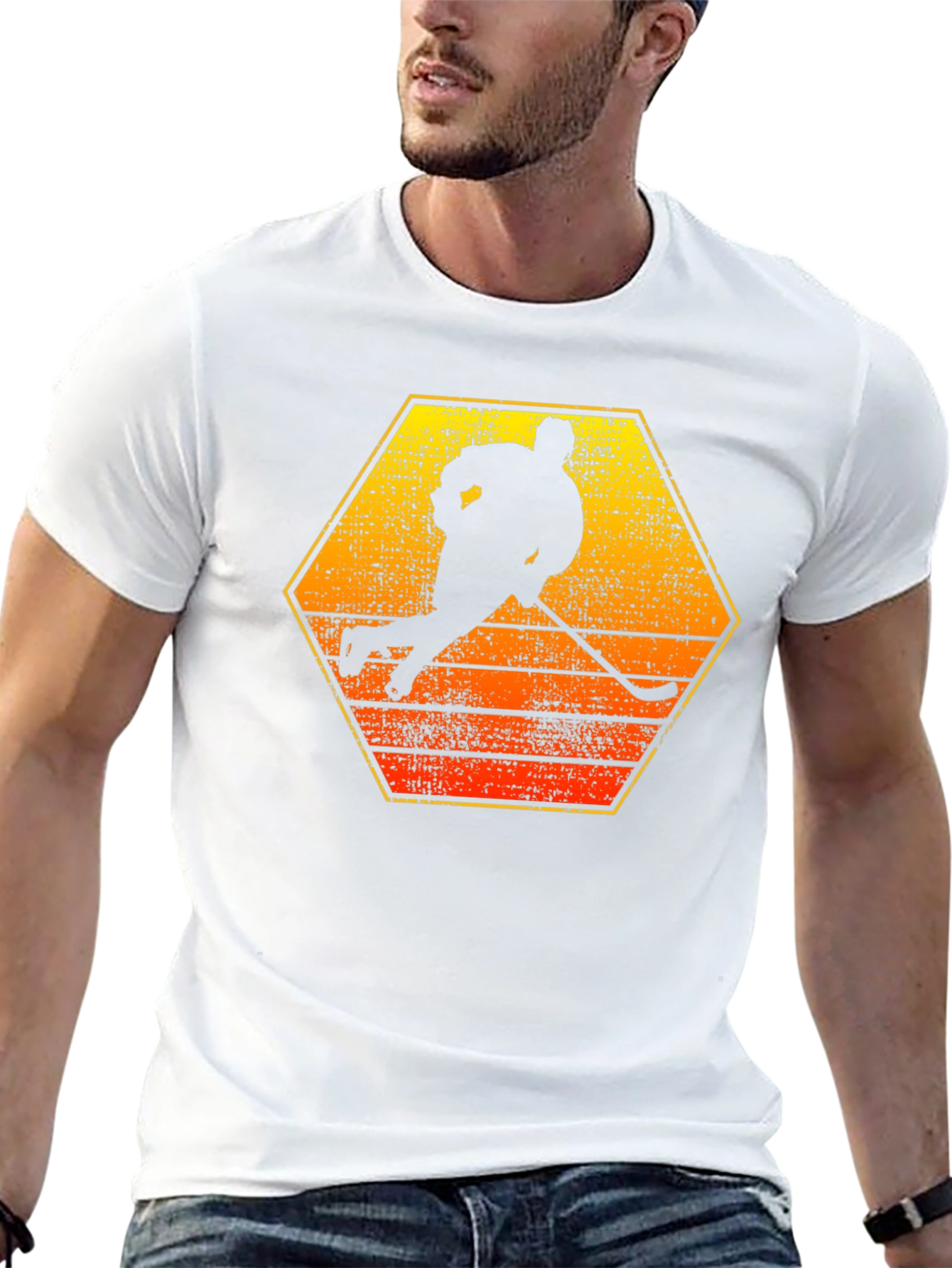 Hockey Player Silhouette Graphic Tee