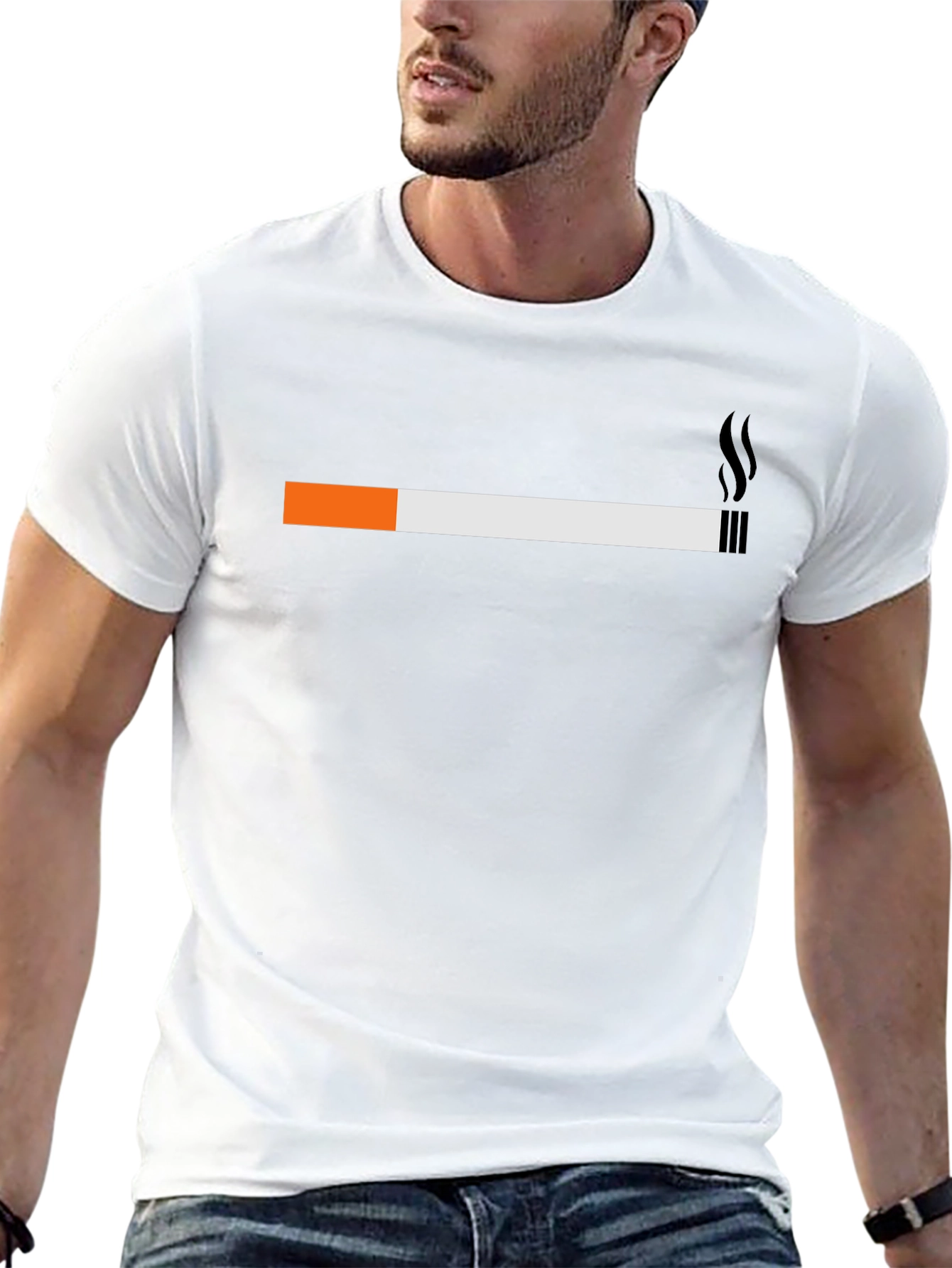 Smoking Cigarette Graphic Tee - Casual Black T-Shirt