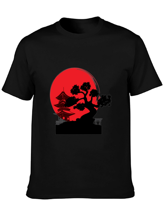 Japanese Sunset Graphic Tee - Black
