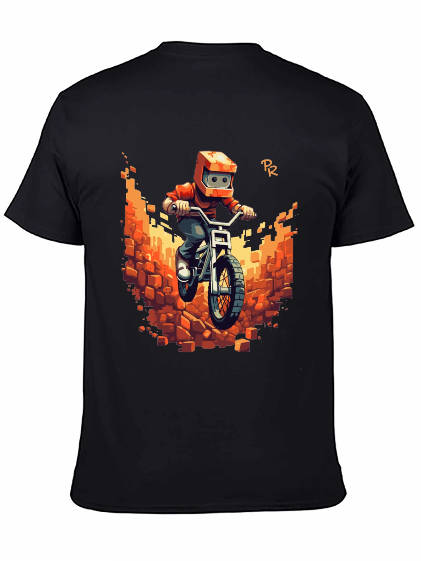 Pixel Bike Rider Black T-Shirt