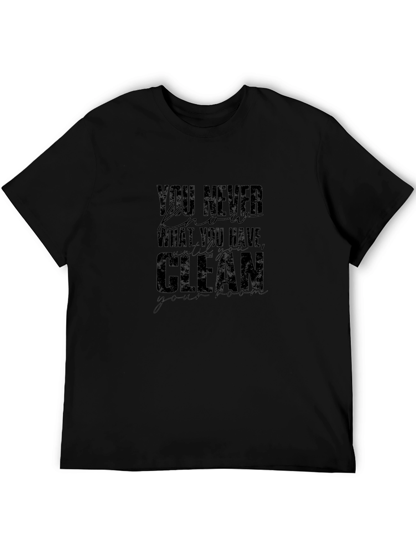 Motivational Black Graphic T-Shirt - Clean Your Room