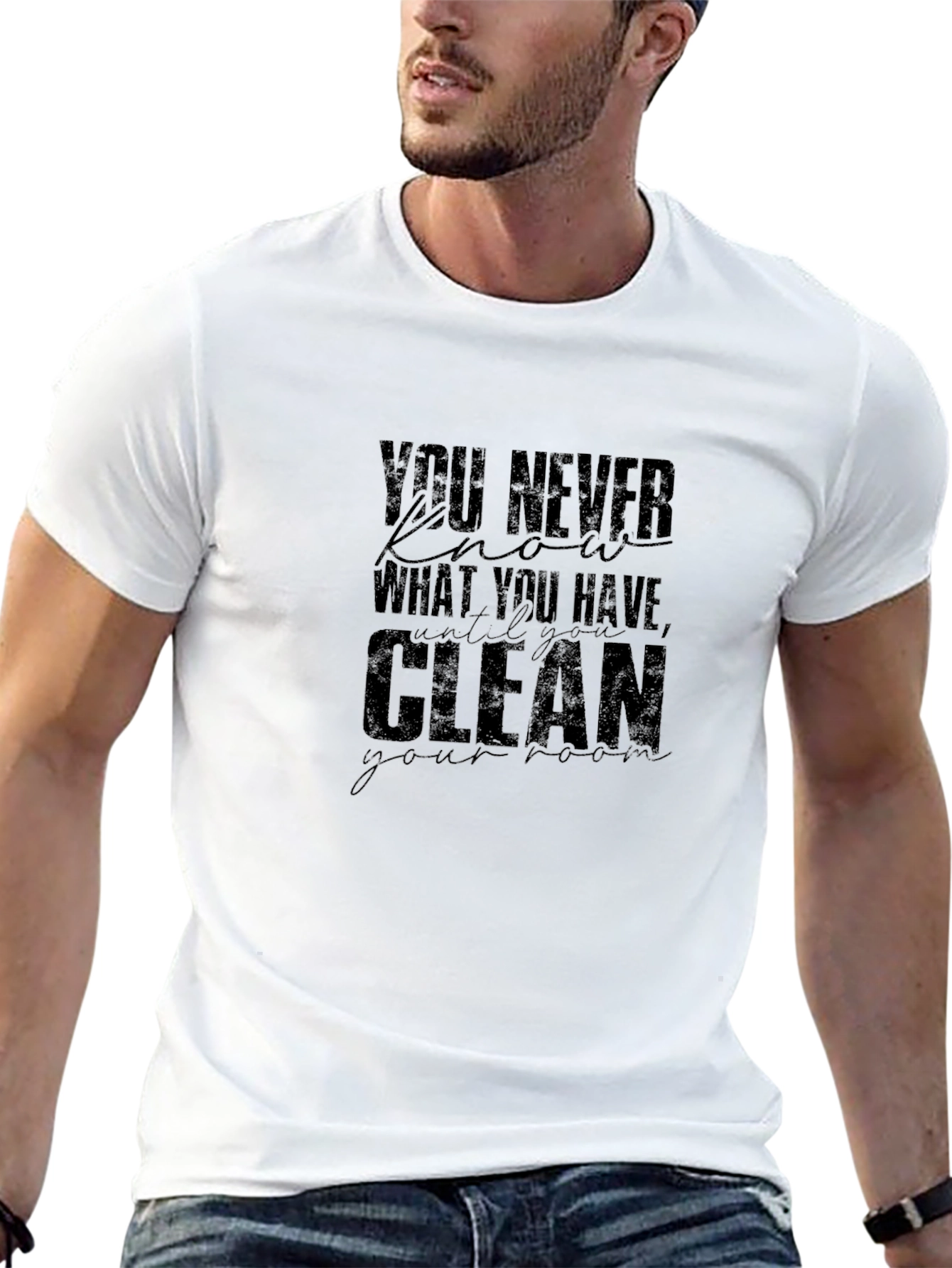 Motivational Black Graphic T-Shirt - Clean Your Room