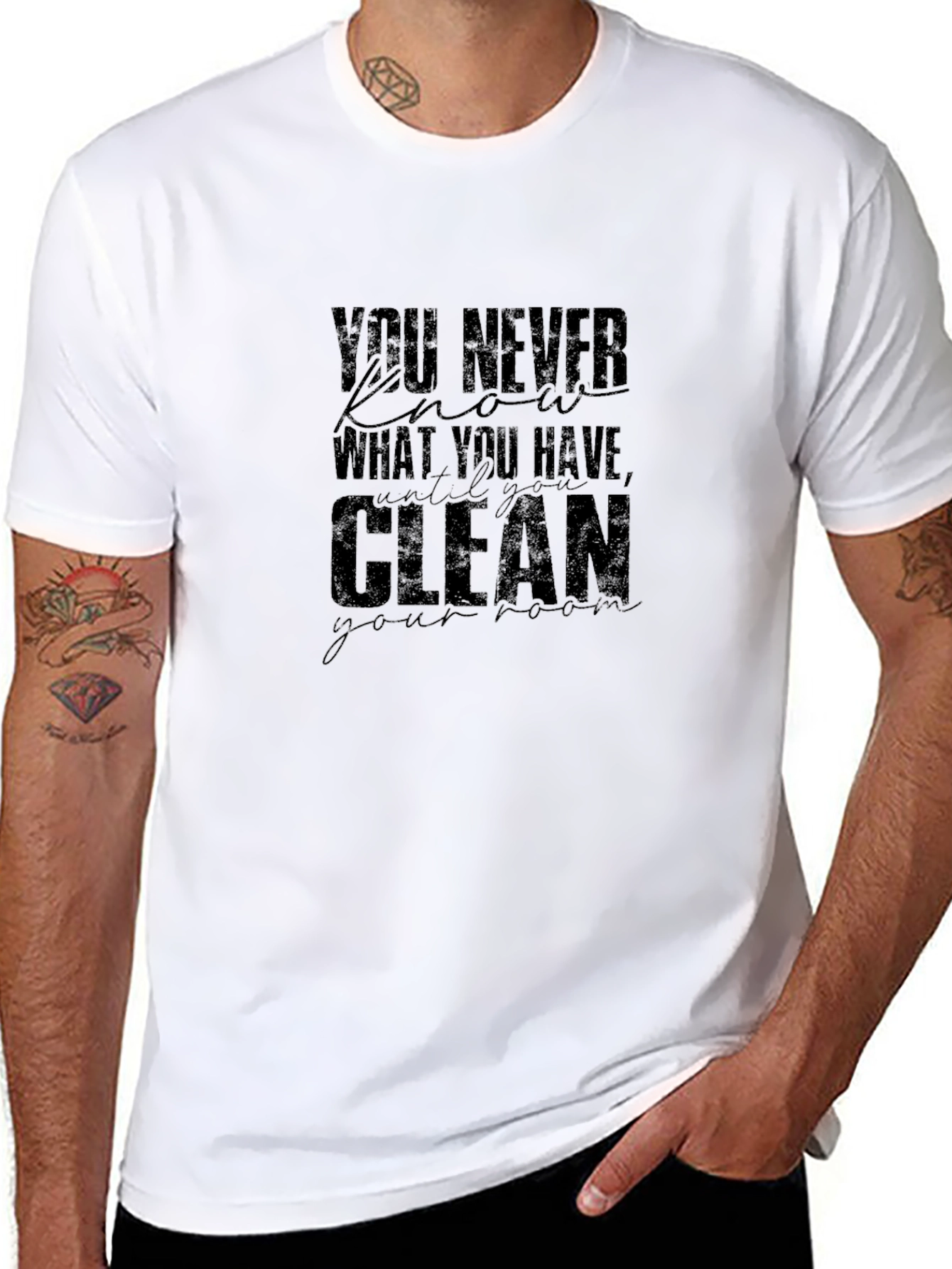 Motivational Black Graphic T-Shirt - Clean Your Room