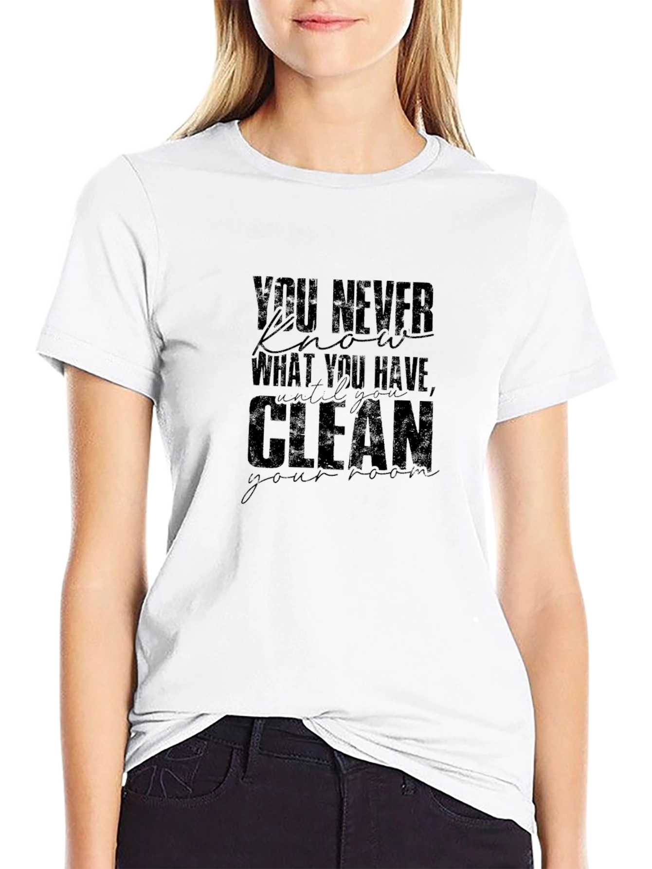 Motivational Black Graphic T-Shirt - Clean Your Room