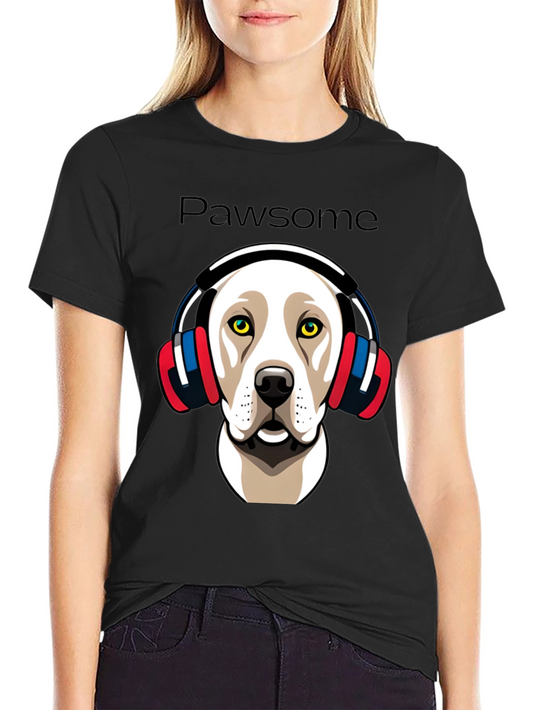 Pawsome Dog in Headphones Graphic Tee