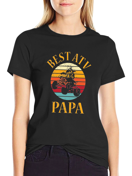 Best ATV Papa Graphic T-Shirt - Black