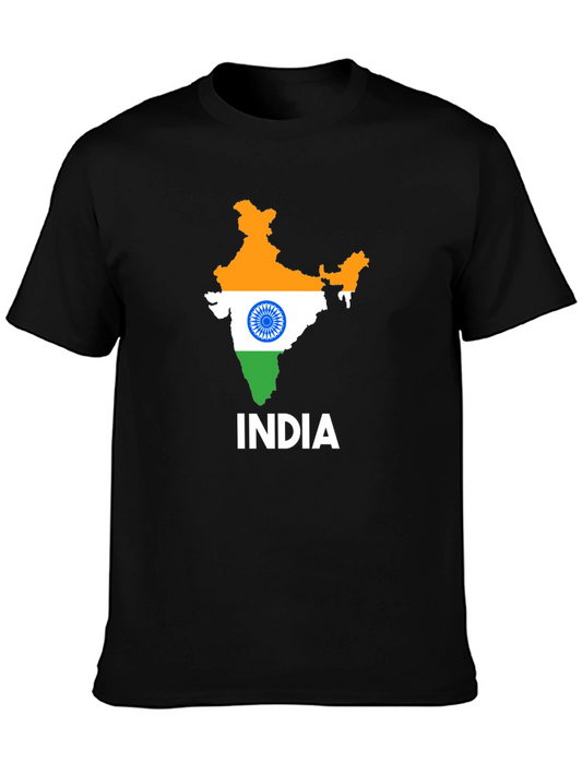 India Flag Map Graphic T-Shirt - Black
