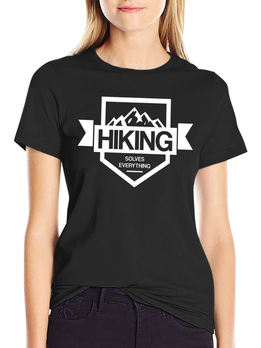 Hiking Solves Everything Graphic Tee - Black