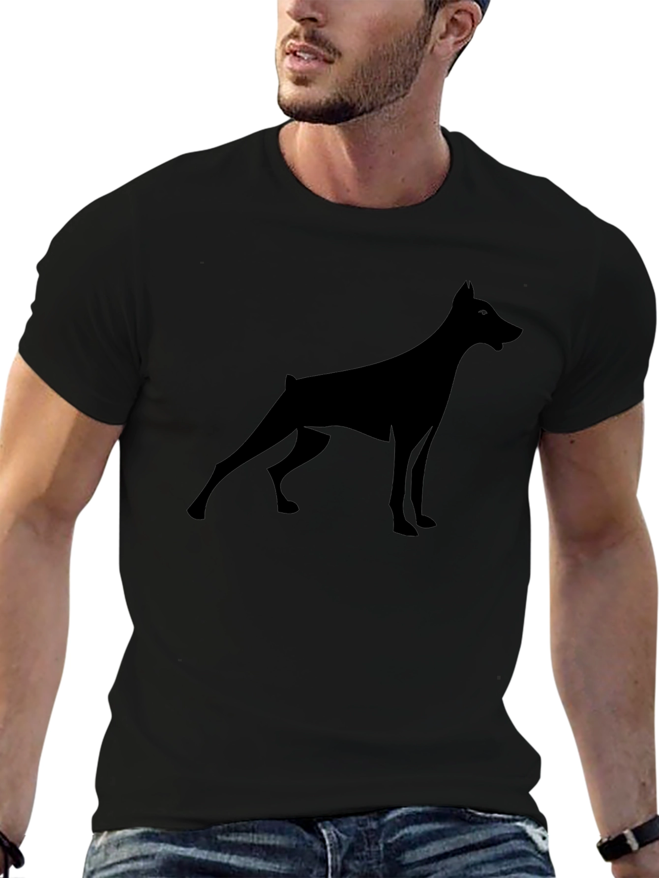 Doberman Silhouette Tee - Modern Black Graphic T-Shirt