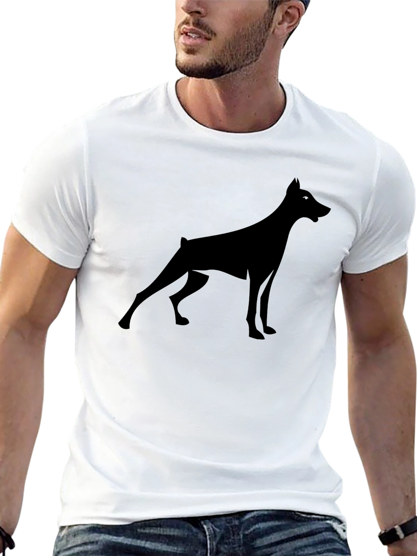 Doberman Silhouette Tee - Modern Black Graphic T-Shirt
