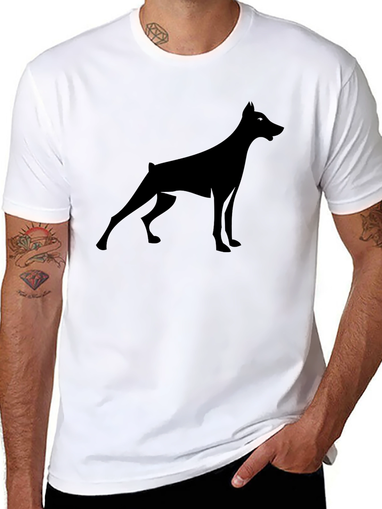 Doberman Silhouette Tee - Modern Black Graphic T-Shirt