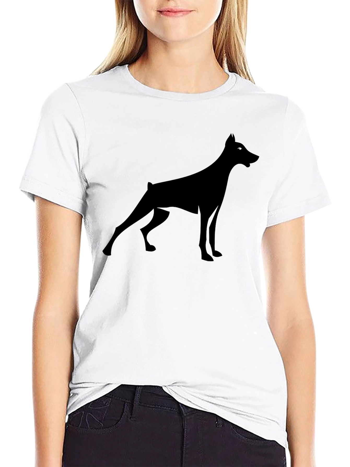 Doberman Silhouette Tee - Modern Black Graphic T-Shirt