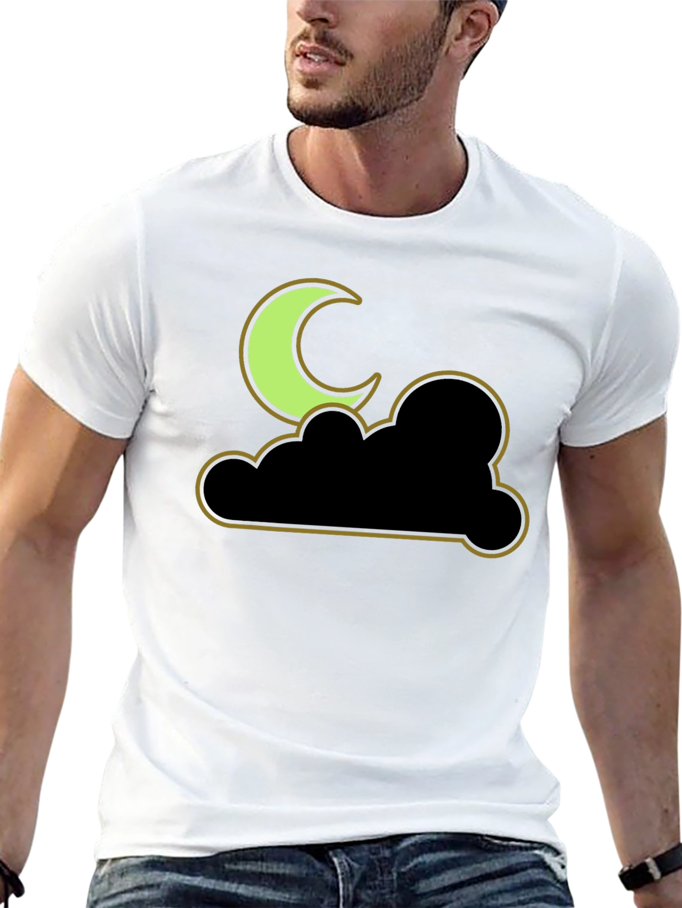 Night Sky Tee - Crescent Moon and Cloud