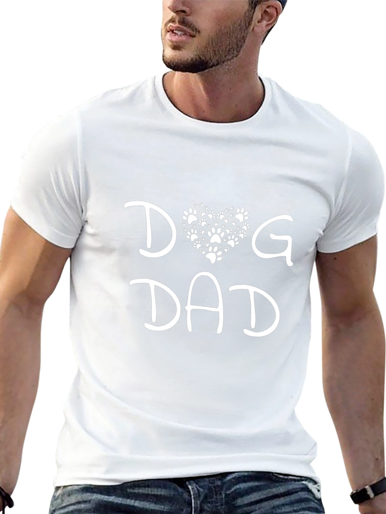 Dog Dad T-Shirt - Cute Paw Print Heart Design