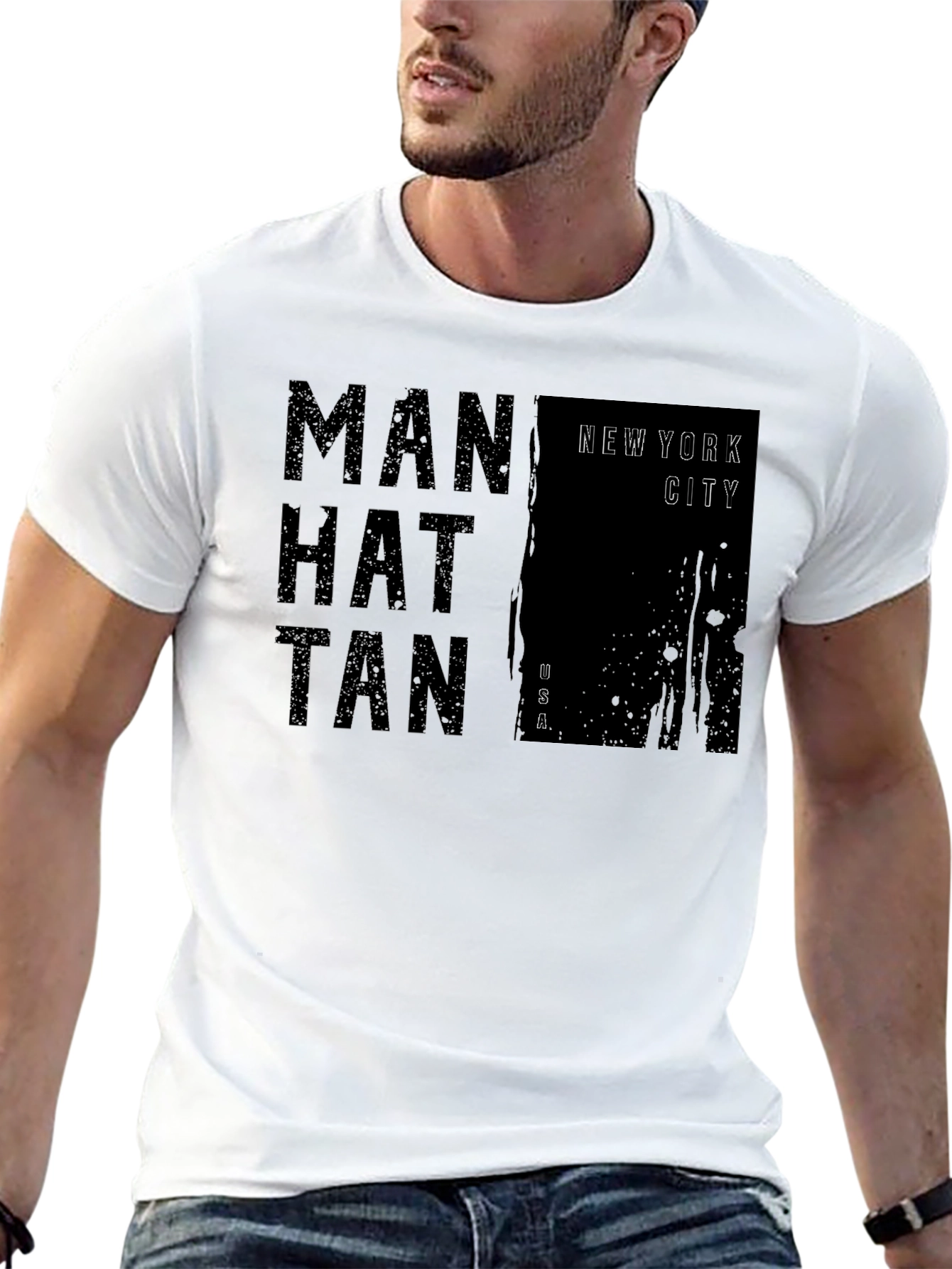 Manhattan New York City Black T-Shirt