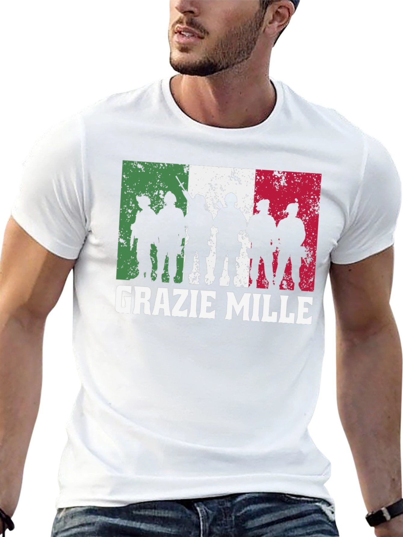 Grazie Mille Italian Flag Silhouette T-Shirt