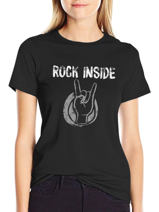 Rock Inside Graphic Tee - Black Cotton T-Shirt