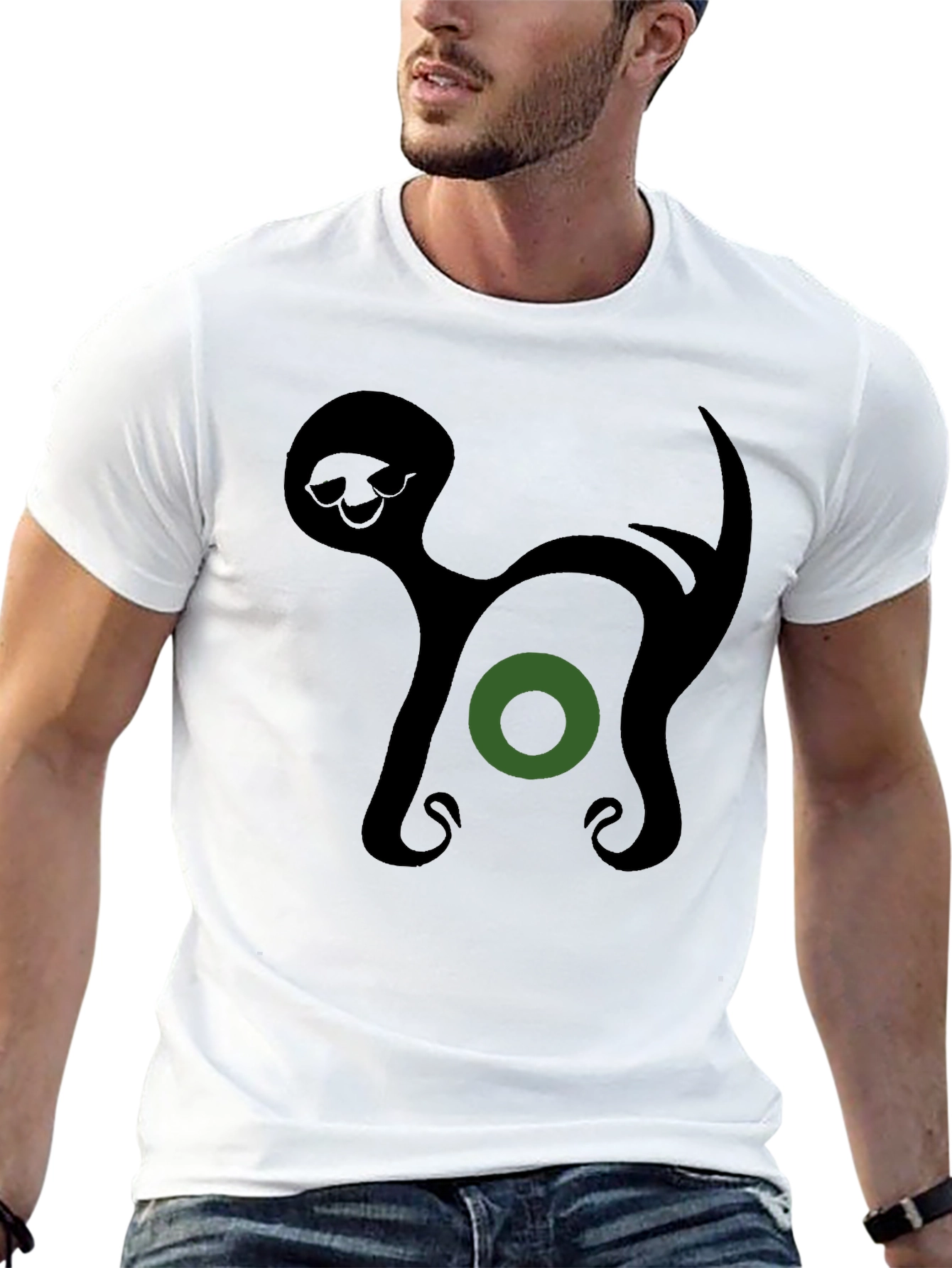Abstract Cat Graphic T-Shirt - Modern Art Tee