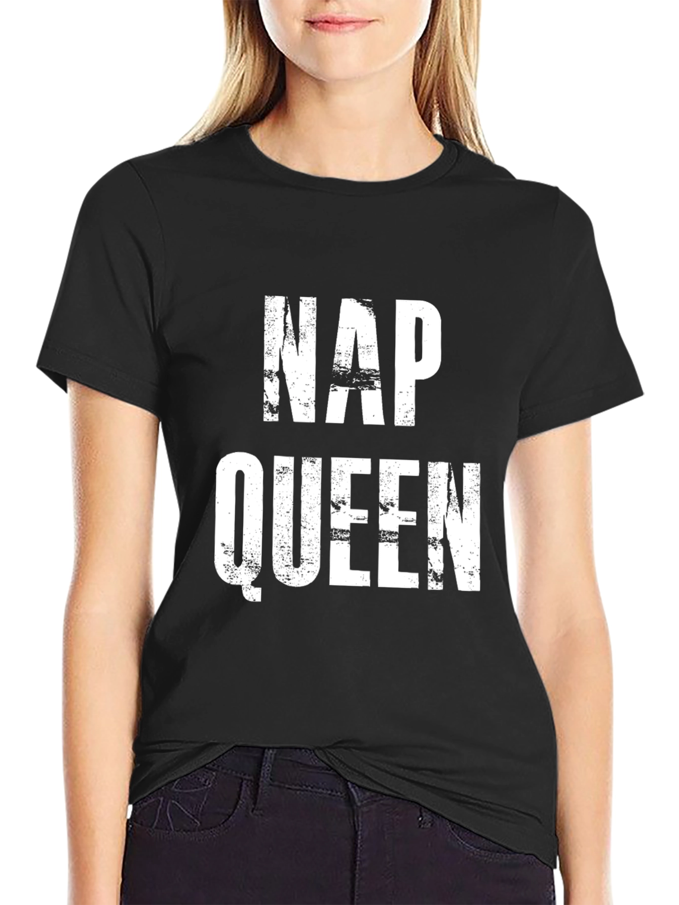 Nap Queen T-Shirt - Distressed Graphic Print