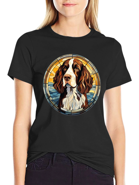 Dog Breed Art T-Shirt - Springer Spaniel Stained Glass