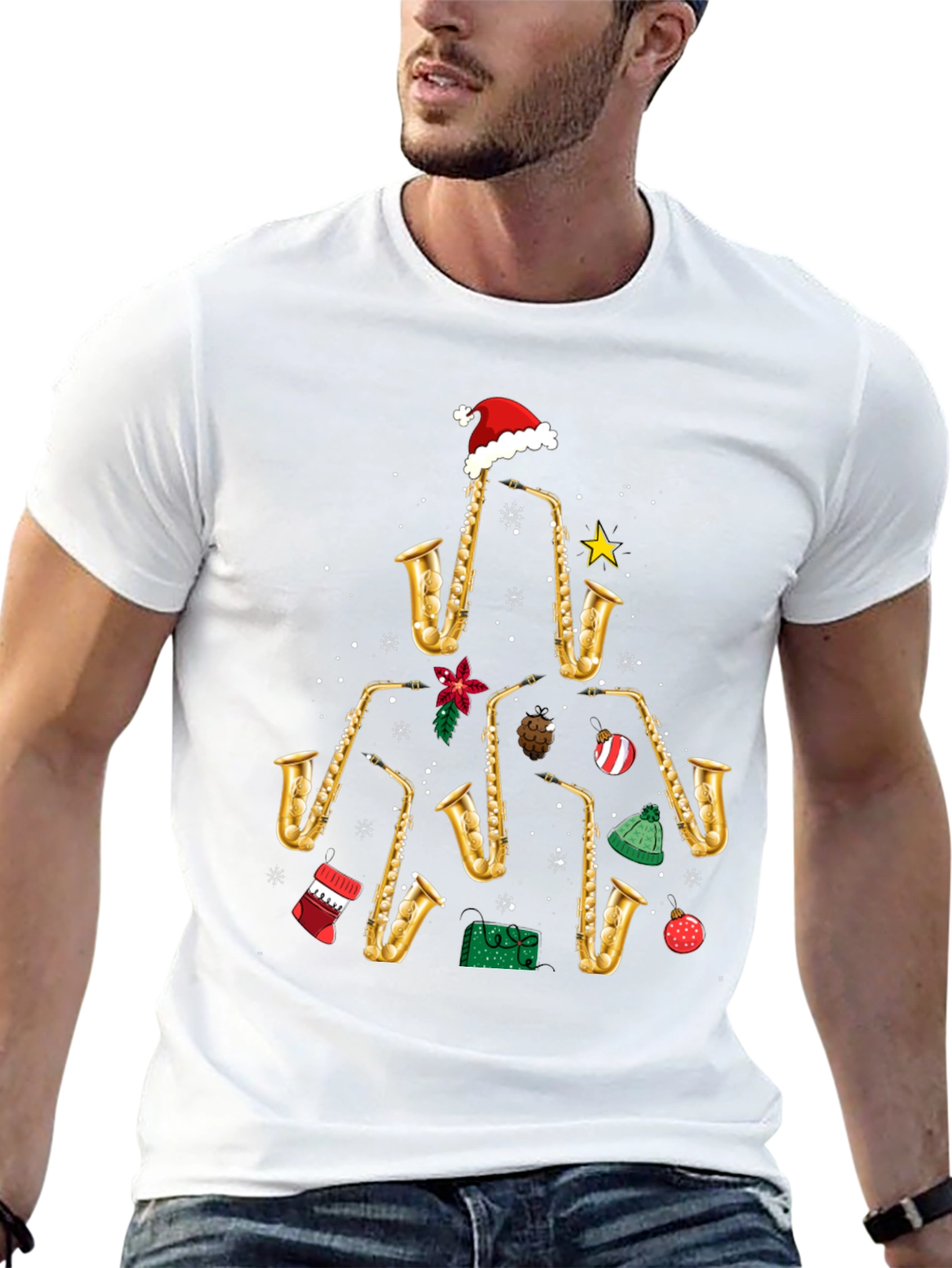 Saxophone Christmas Tree T-Shirt