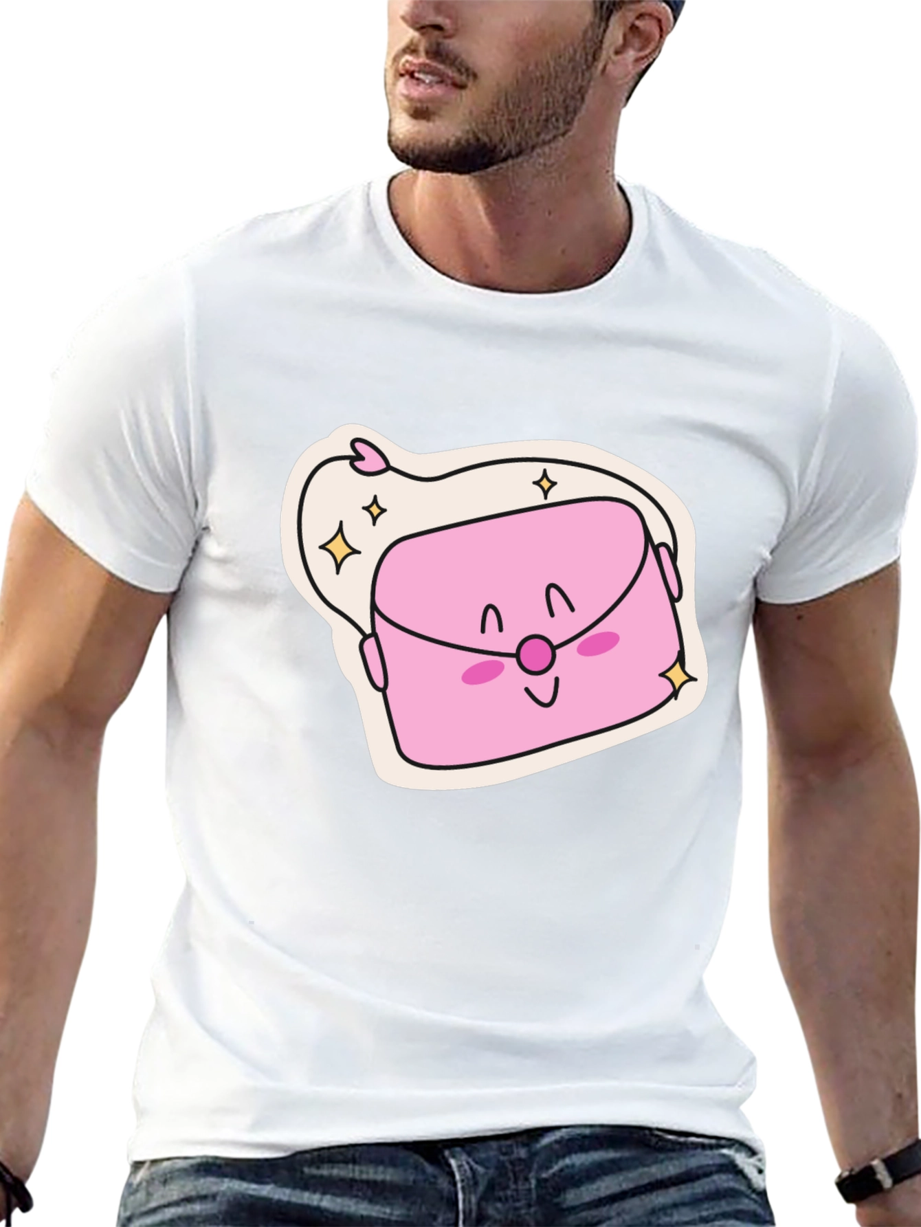 Cute Kawaii Purse Graphic Black T-Shirt