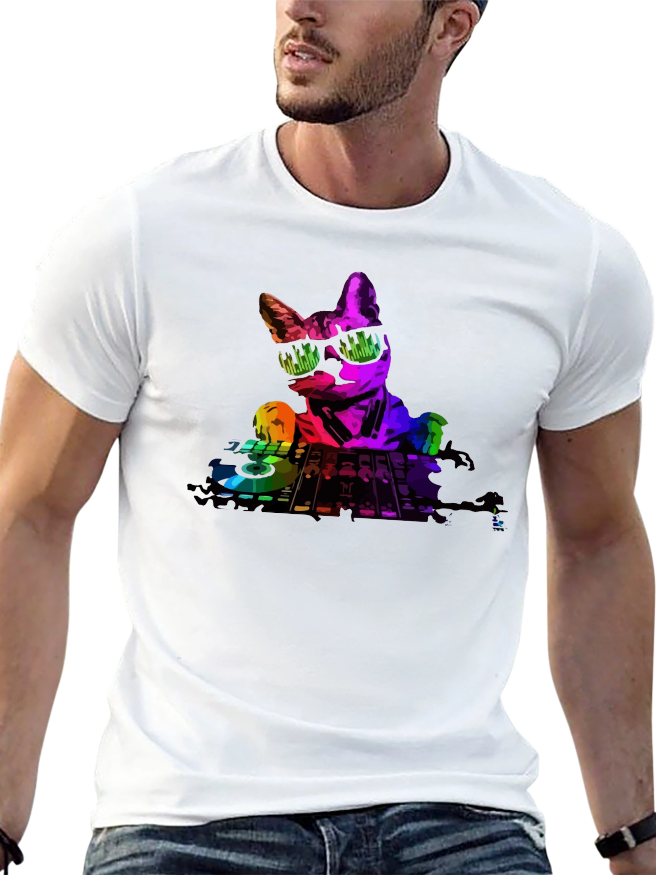 DJ Cat T-Shirt - Black Cotton Tee