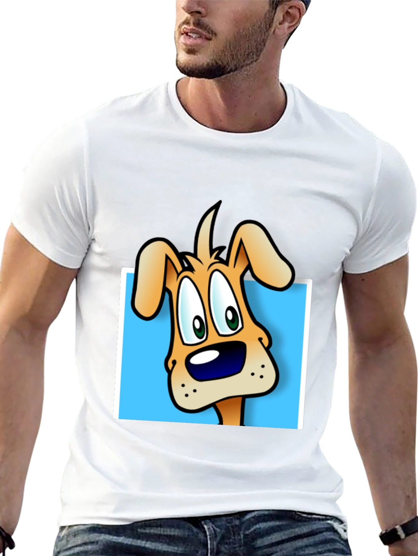 Cartoon Dog Graphic Tee - Black