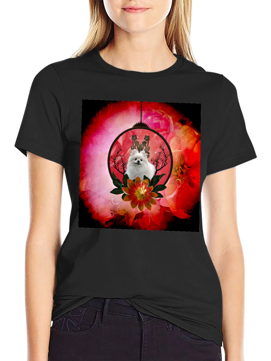 Dog & Floral Graphic Tee - Unique Statement Shirt