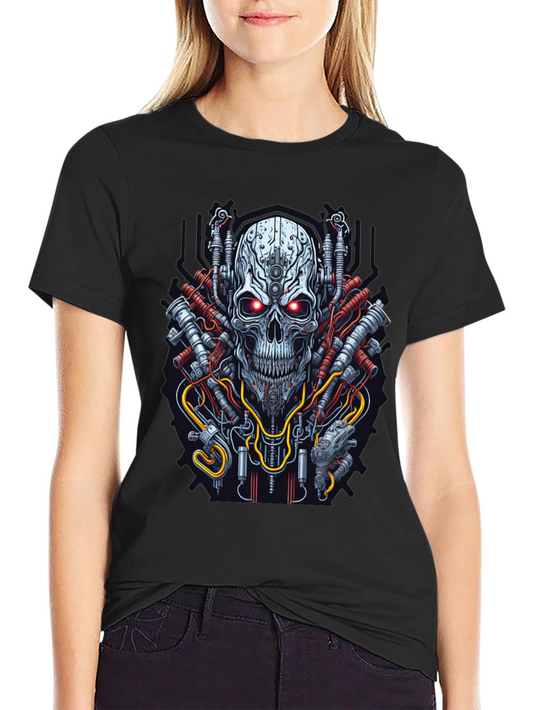 Cyberpunk Skull T-Shirt - Futuristic Graphic Tee