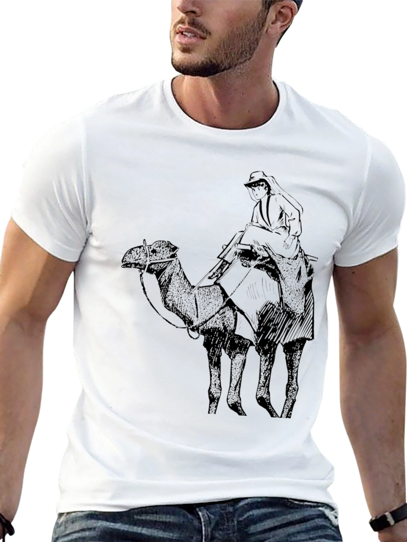 Camel Rider Graphic Tee - Classic Black Cotton