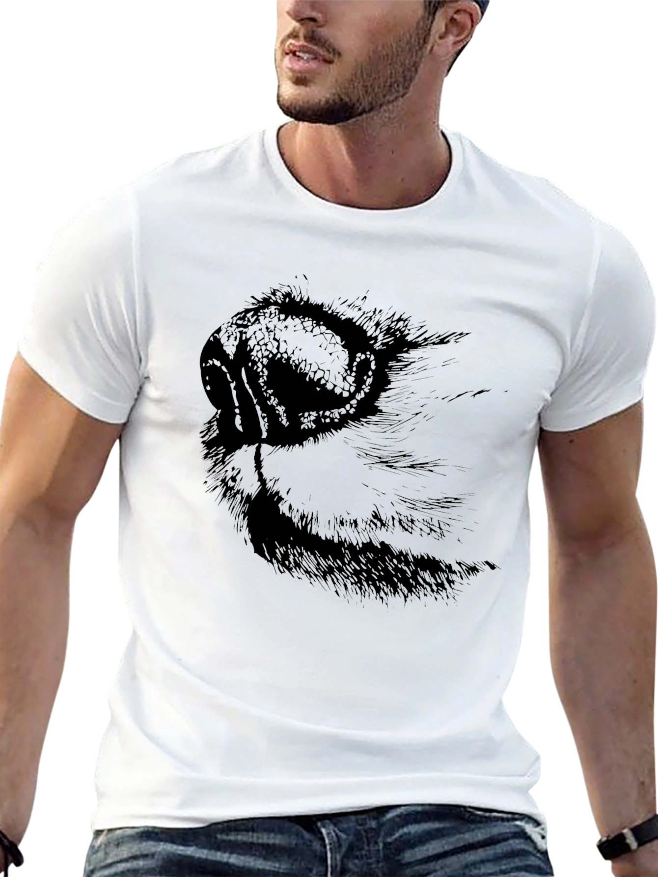 Black T-Shirt with Dog Nose Graphic