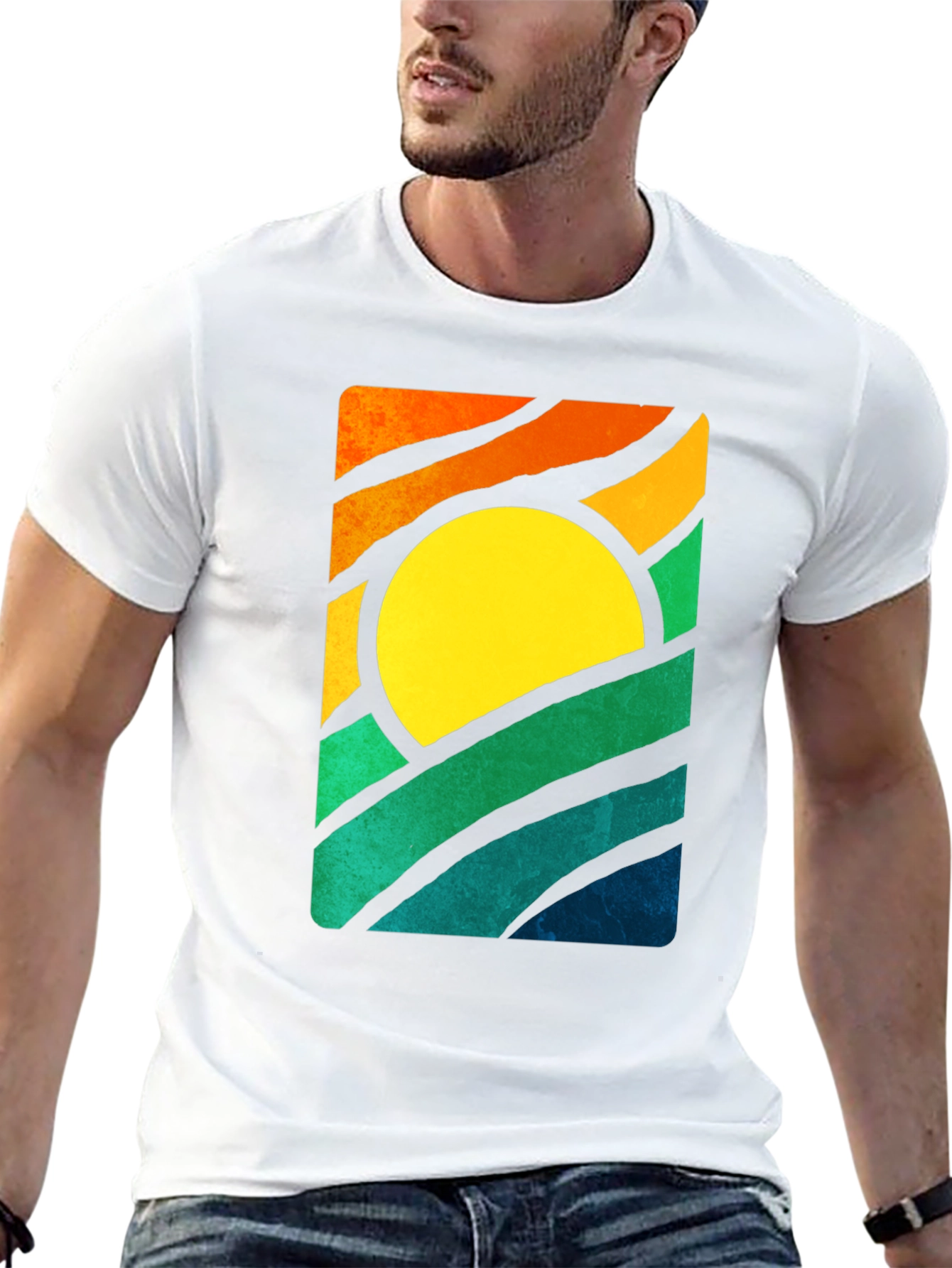 Retro Sunset Graphic T-Shirt - Stylish Mens Tee