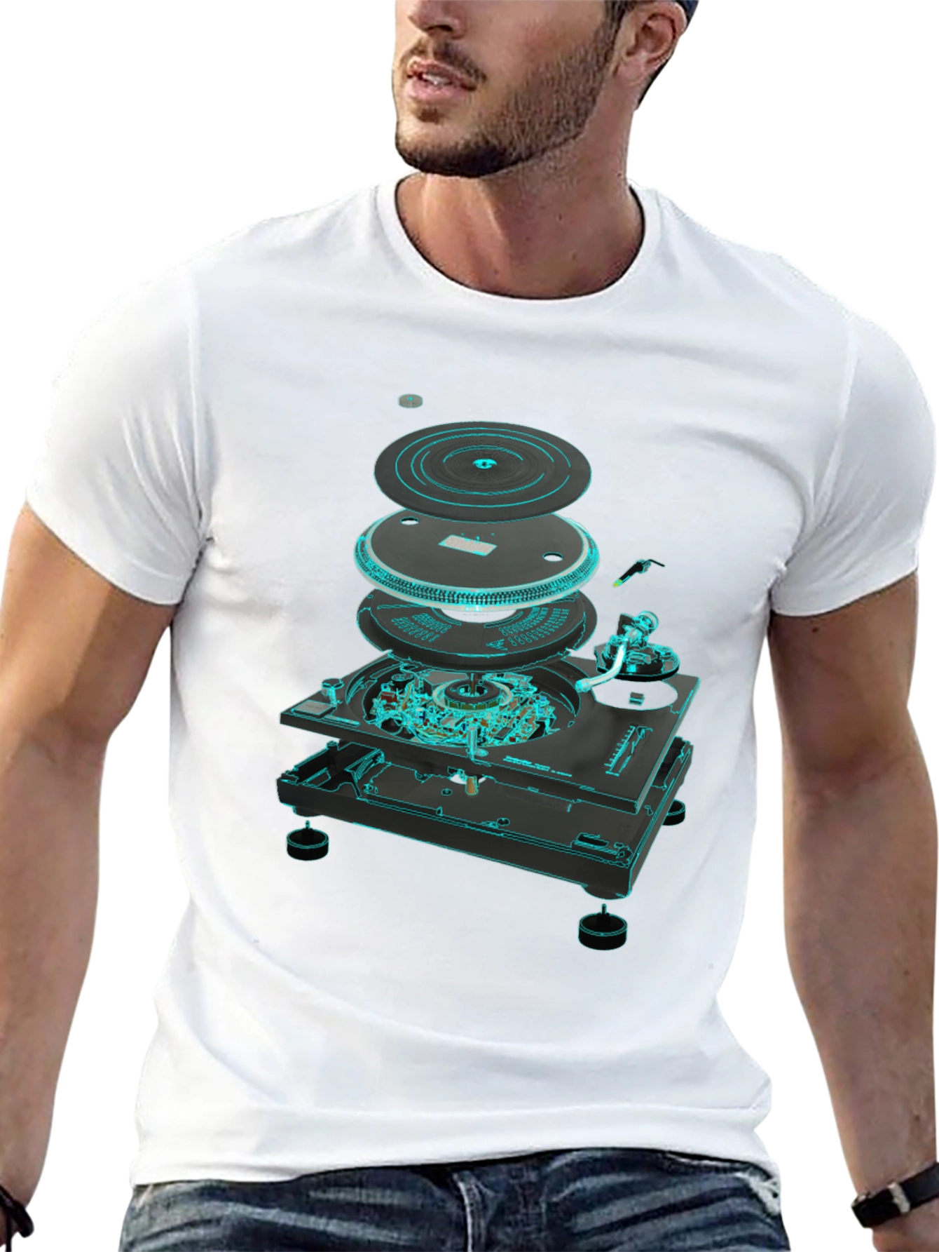 DJ Turntable Exploded View Graphic Tee