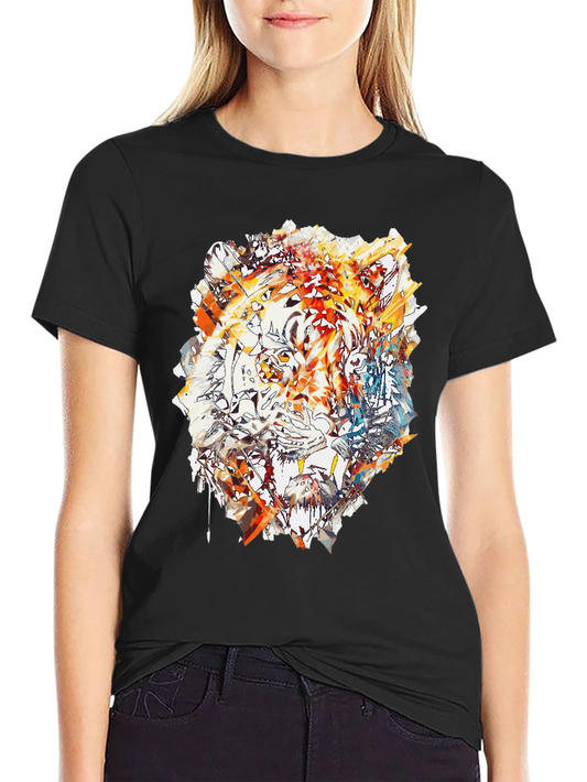 Abstract Tiger Print Mens Black T-Shirt