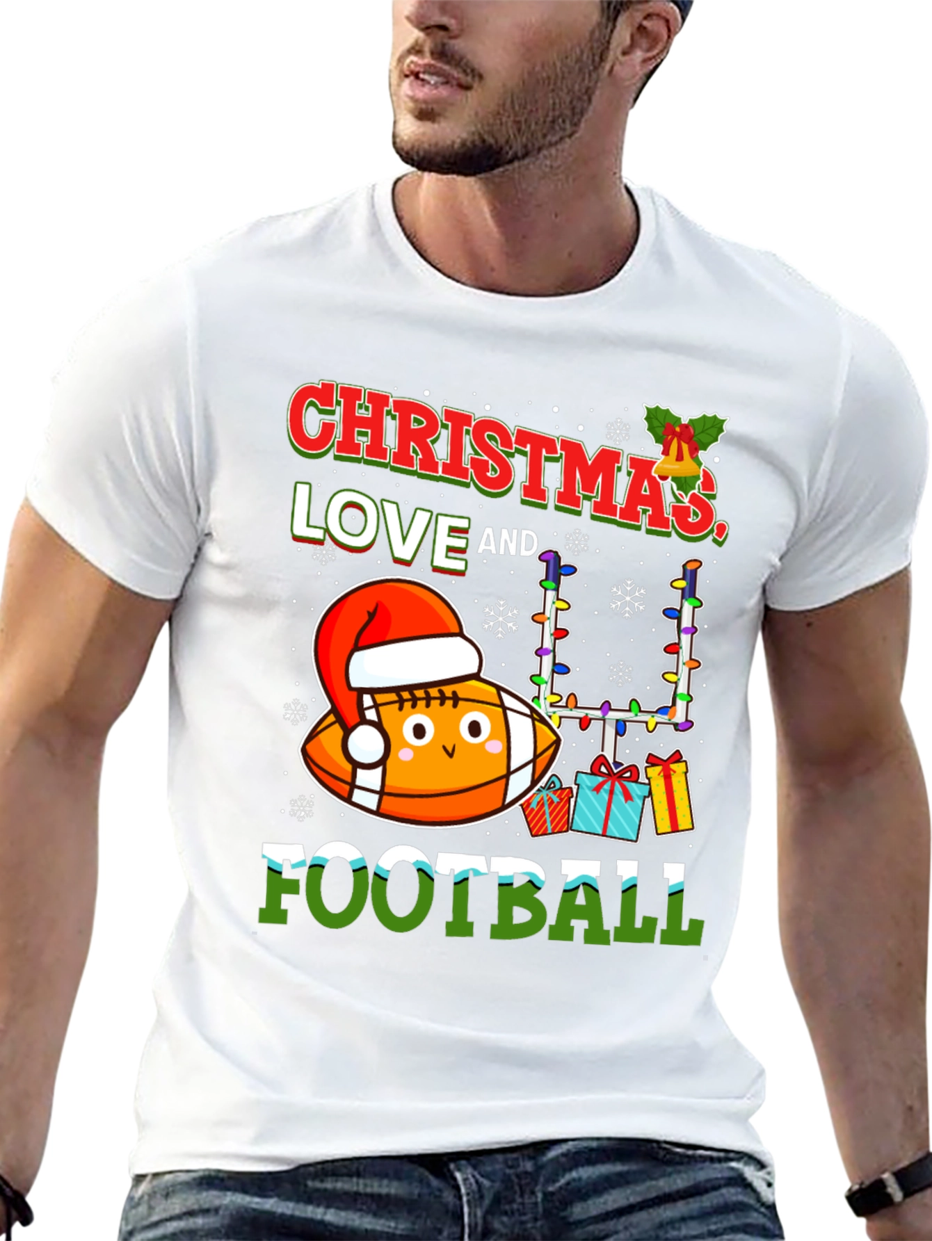 Christmas Love & Football Graphic Tee